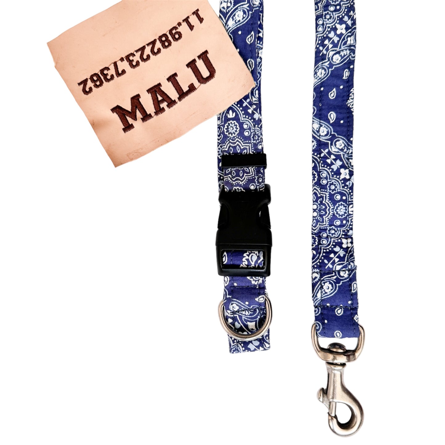Conjunto Coleira e Guia Personalizada Azul Bebê