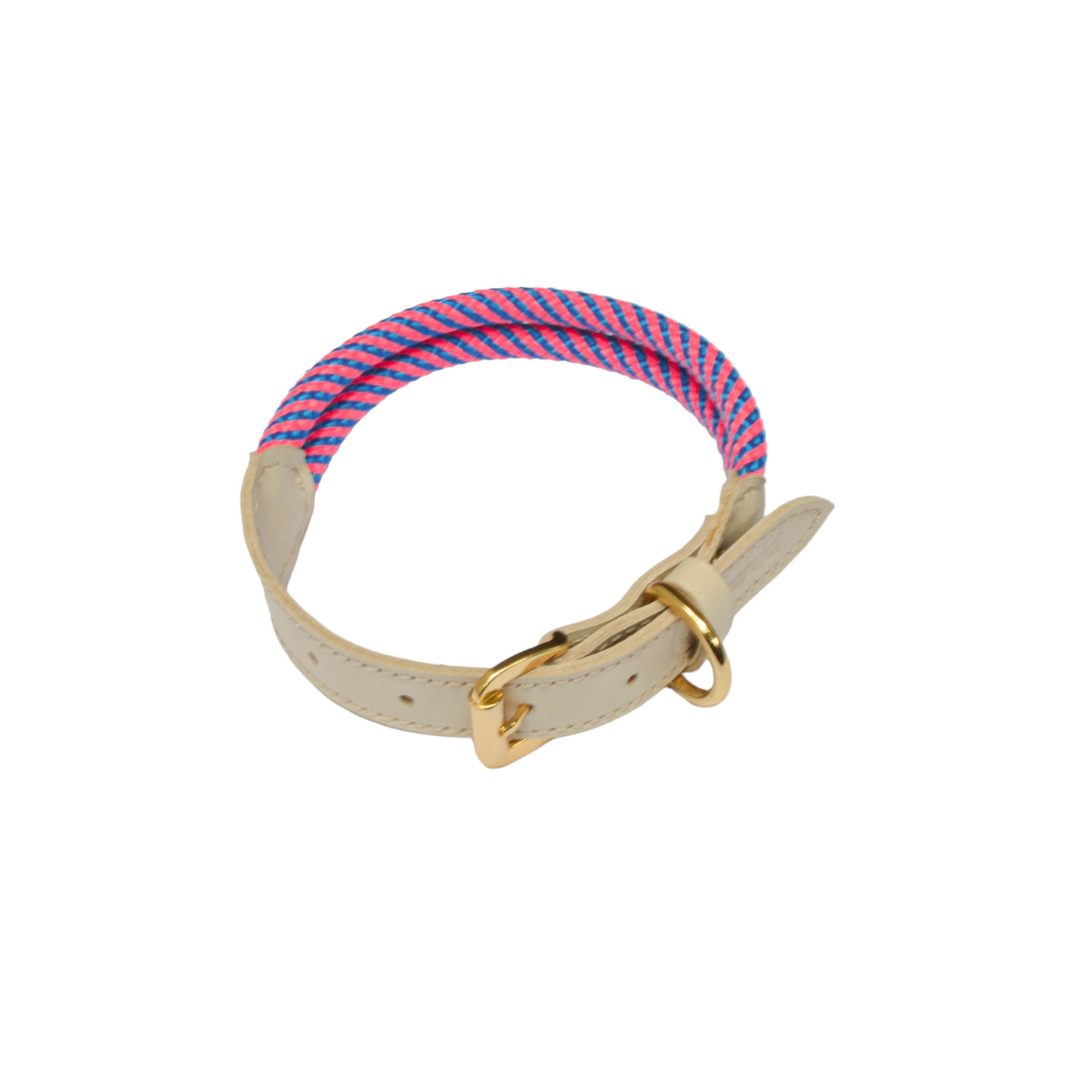 Coleira Minimalista Rosa Listrada